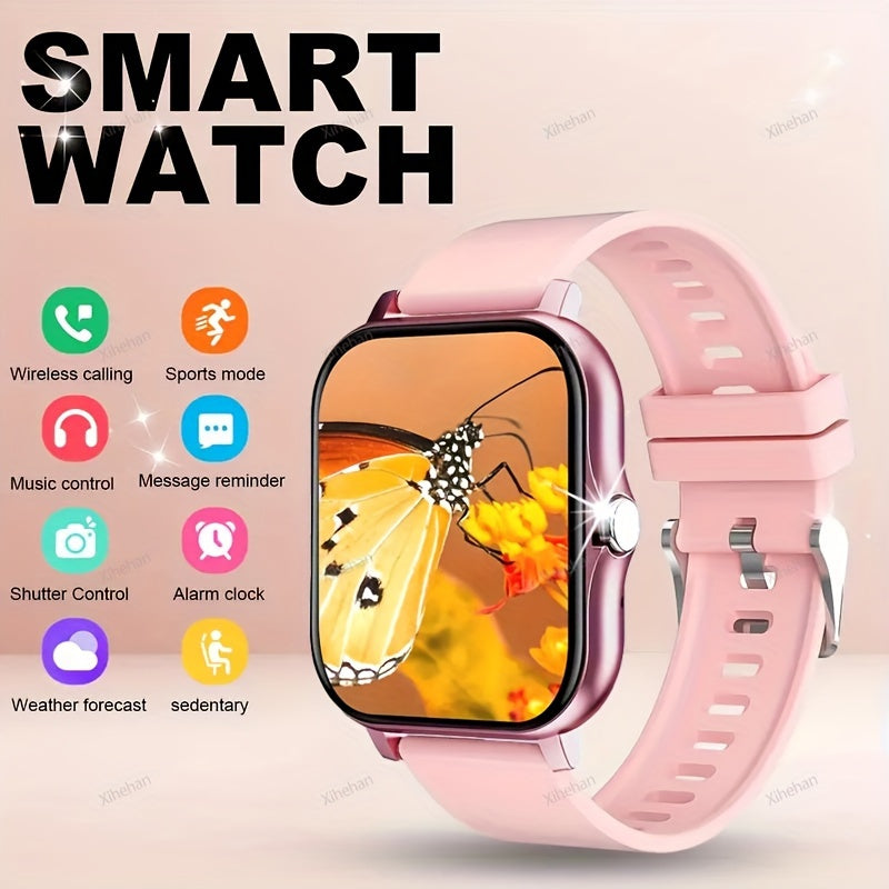 Men Women 1.83 Inch Touch Screen Smartwatch Fitness Tracker Wireless Calls Message Alerts Sports Modes Music Control Compatible with Android iPhone