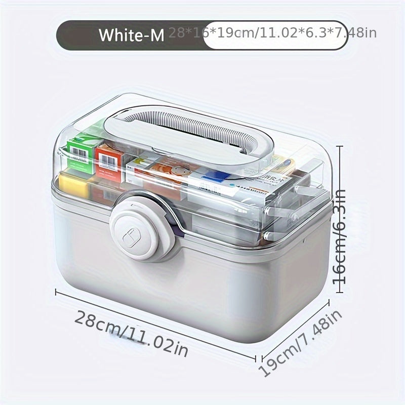 Portable First Aid Kit with Pill Organizers for Family Medicine Storage Durable Plastic White