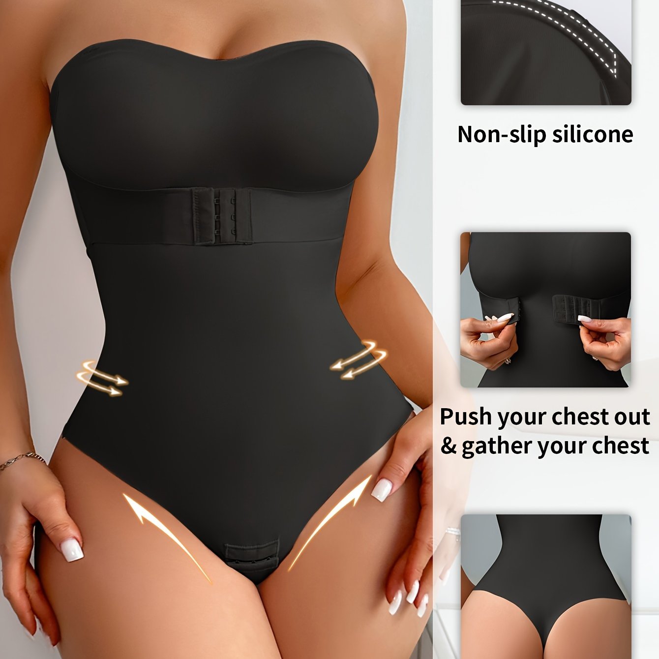 Braless Shaping Bodysuit with Hip Liner for Body Contouring and Seamless Fit