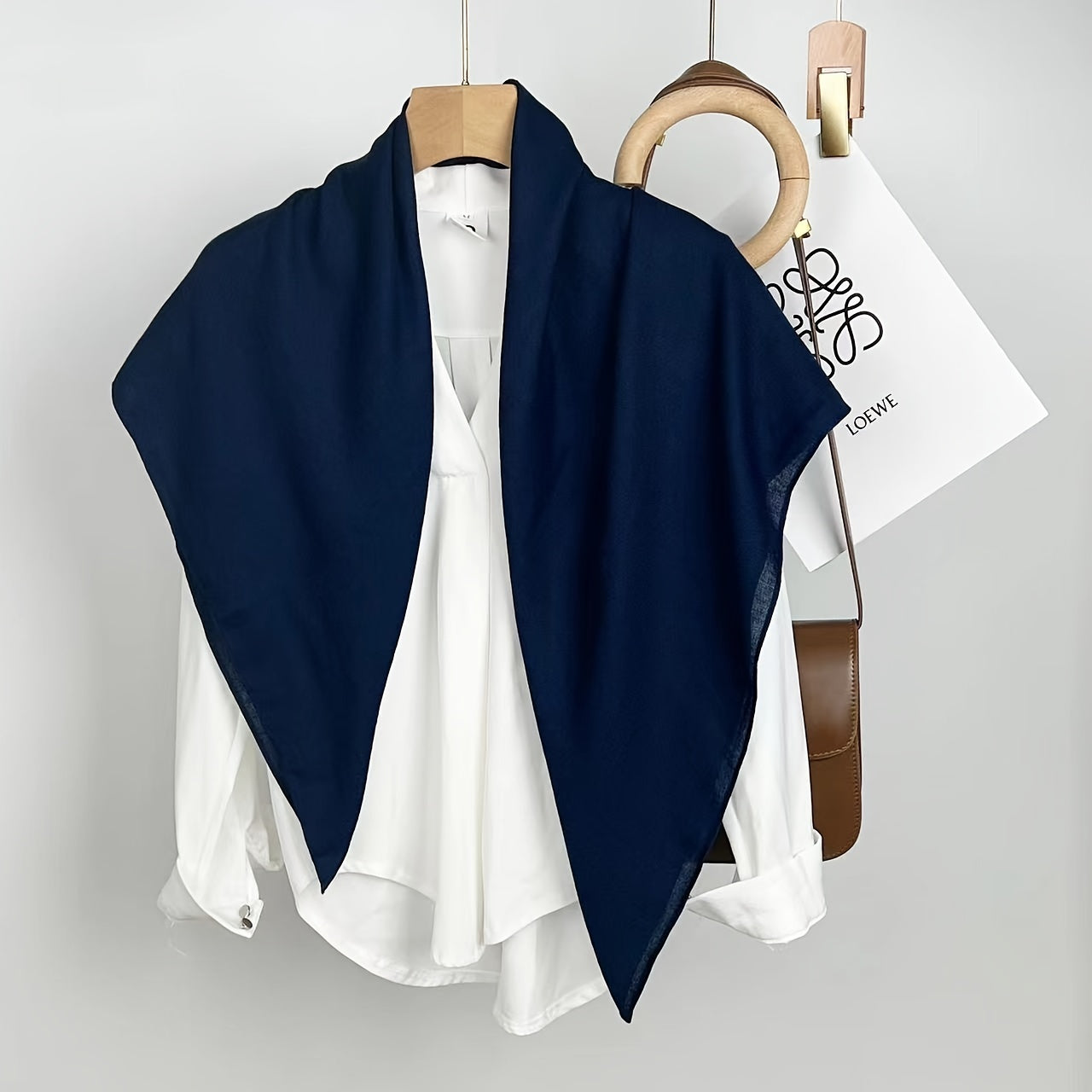 Elegant Women's Monochrome Square Scarf with Thin, Breathable Linen Feel - 89.92cm - Minimalist Style, Windproof, Sunscreen - Perfect Head Wrap