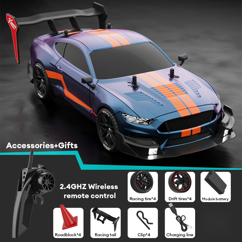 Coche de deriva RC de alta velocidad a escala 1:14, 2.4GHz, 4WD, alimentado por batería con litio recargable para niños de 14+.