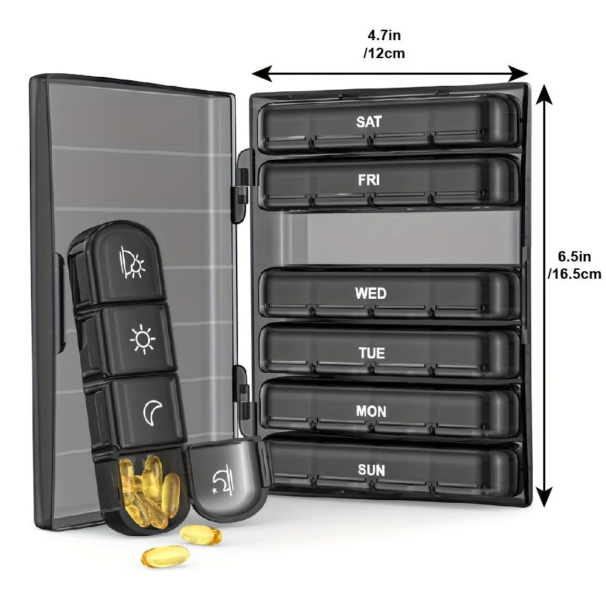 Large Weekly Pill Organizer 7-Day Travel Case for Vitamins and Medication