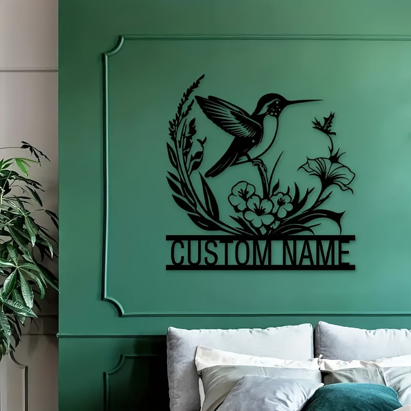 Personalized Metal Bird and Flower Wall Art for Porch or Courtyard Farmhouse Decor