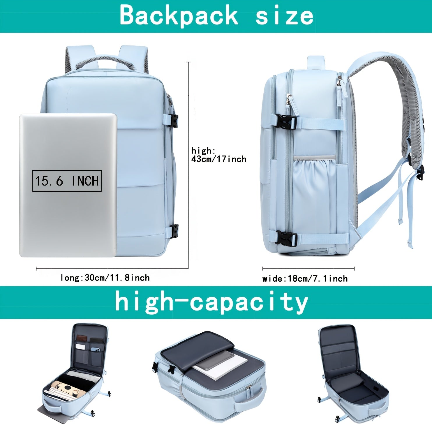 Women's Travel Backpack with Shoe Compartment Laptop Sleeve USB Charging Port and Adjustable Straps