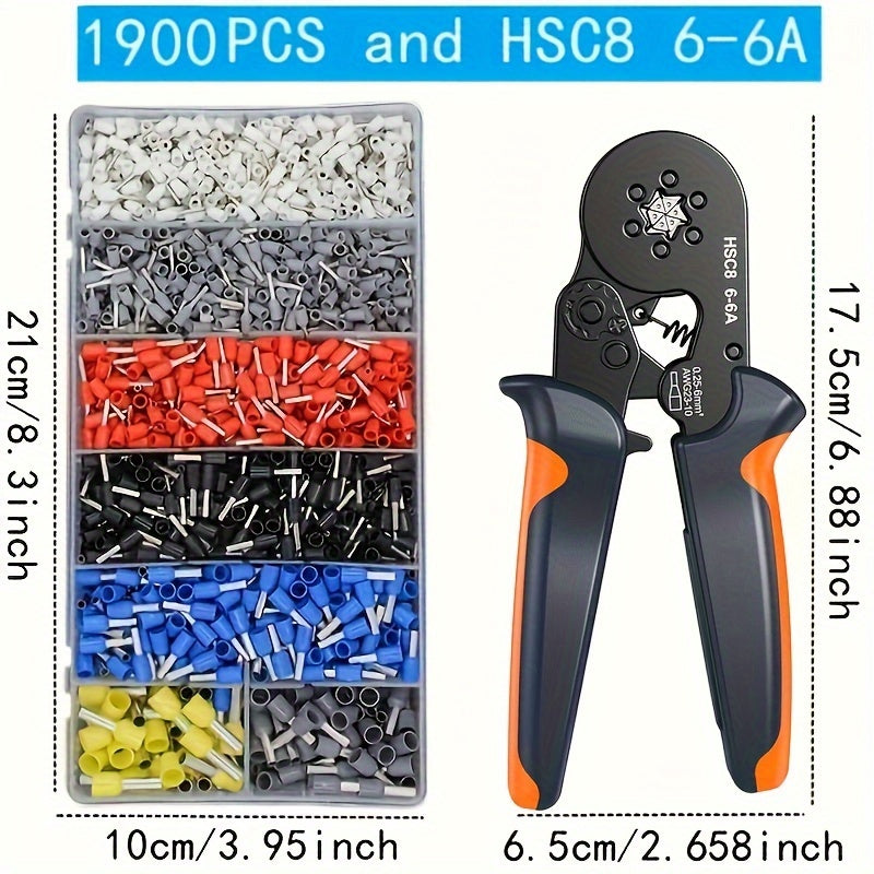 Crimping Tool Kit with Wire Connectors and Terminals, Adjustable Wire Crimper Set