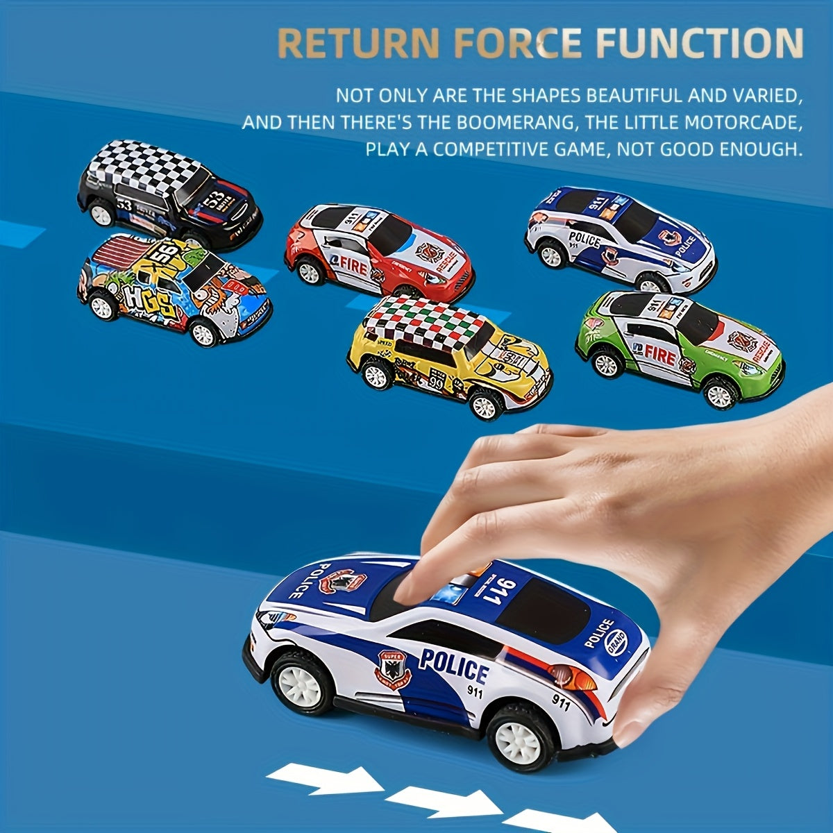 Set of 50 Friction-Powered Die-Cast Mini Rally Cars in Storage Box for Kids and Home Decor