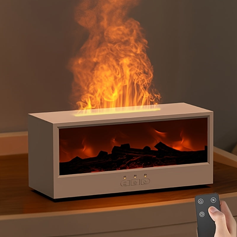 Essential Oil Humidifier with 3D Flame Atmosphere Lighting Remote Control