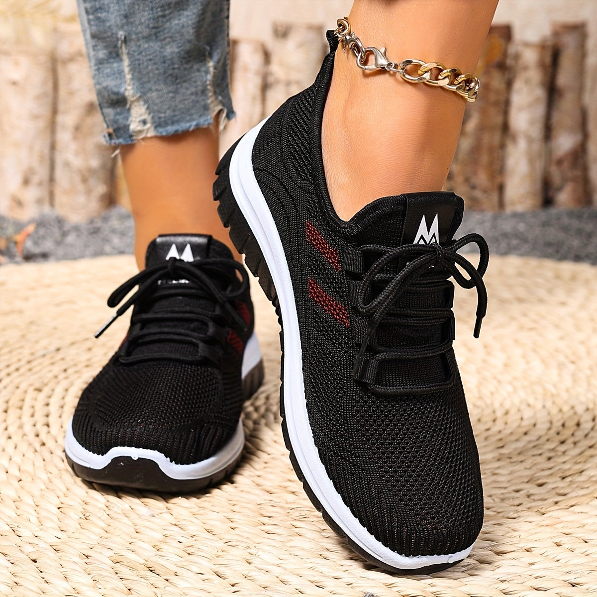 Women Plus Size Breathable Mesh Sneakers Lightweight Running Shoes White Pink