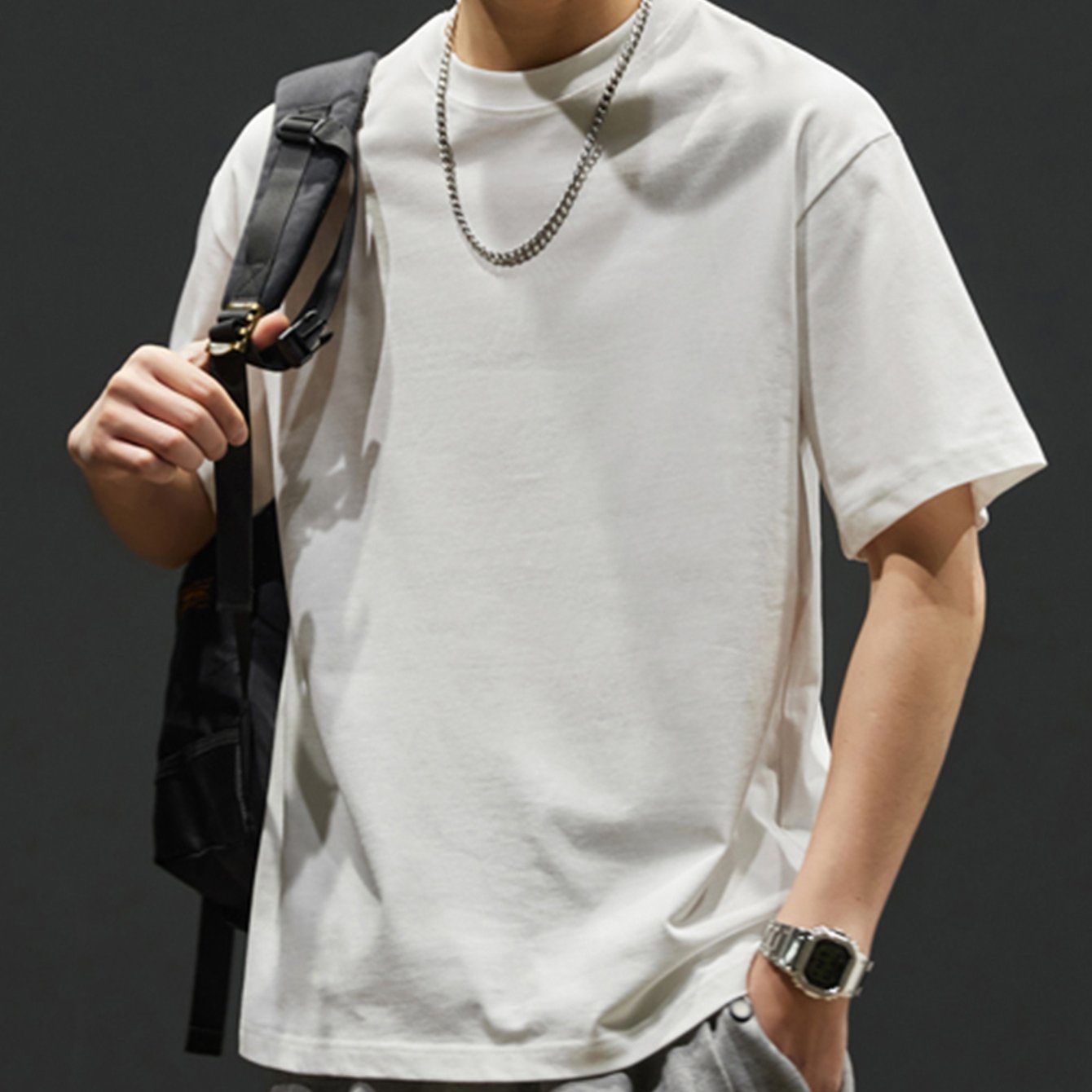 Camiseta de algodón de corte holgado para hombre, manga corta, casual, verano, al aire libre