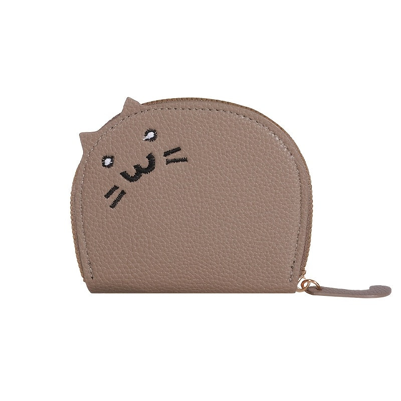 Cat-Shaped Casual Wallet for Women Synthetic Material Card Slots Zipper Closure