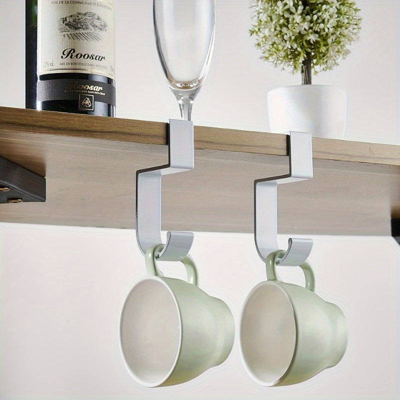 Set of 2 S-Shaped Aluminum Desk Hooks, Punch-Free Organizer for Home Kitchen Bathroom