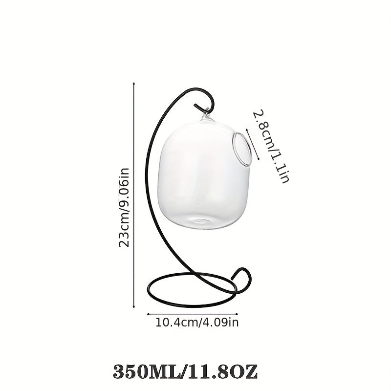 Hanging Cocktail Glass with Iron Stand 11.8oz Reusable BPA-Free Clear Drinkware