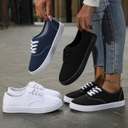 Women's Casual Lace-Up Sneakers Lightweight Low-Top Shoes Black White Blue