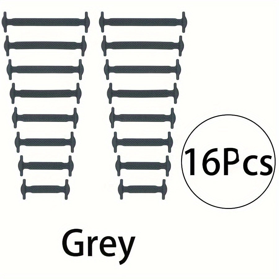 16 Pcs Silicone No-Tie Shoelace Set Adjustable Elastic Sneakers Laces