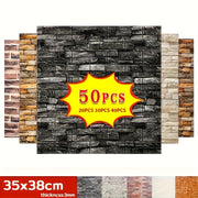 3D Wall Stickers Pack of 20-50 Self-Adhesive Brick Pattern Wall Covering Moisture-Proof Decorative