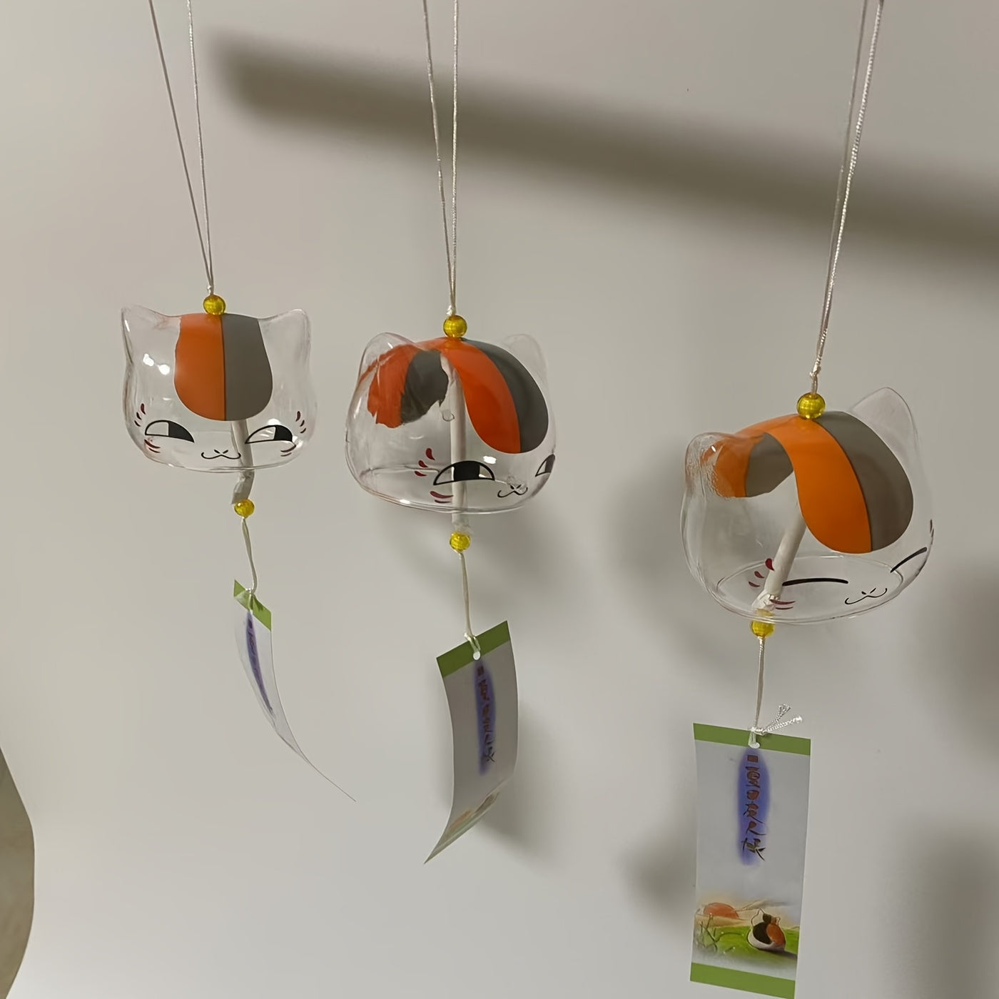 Glass Wind Chime with Animal Print and Cherry Blossom Design for Home Decor