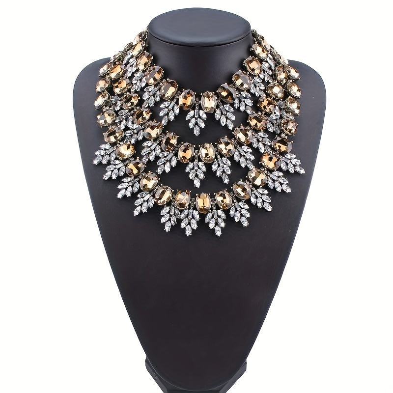 Stylish Rhinestone Body Chain Necklace for Women Alloy Green Clear Crystal