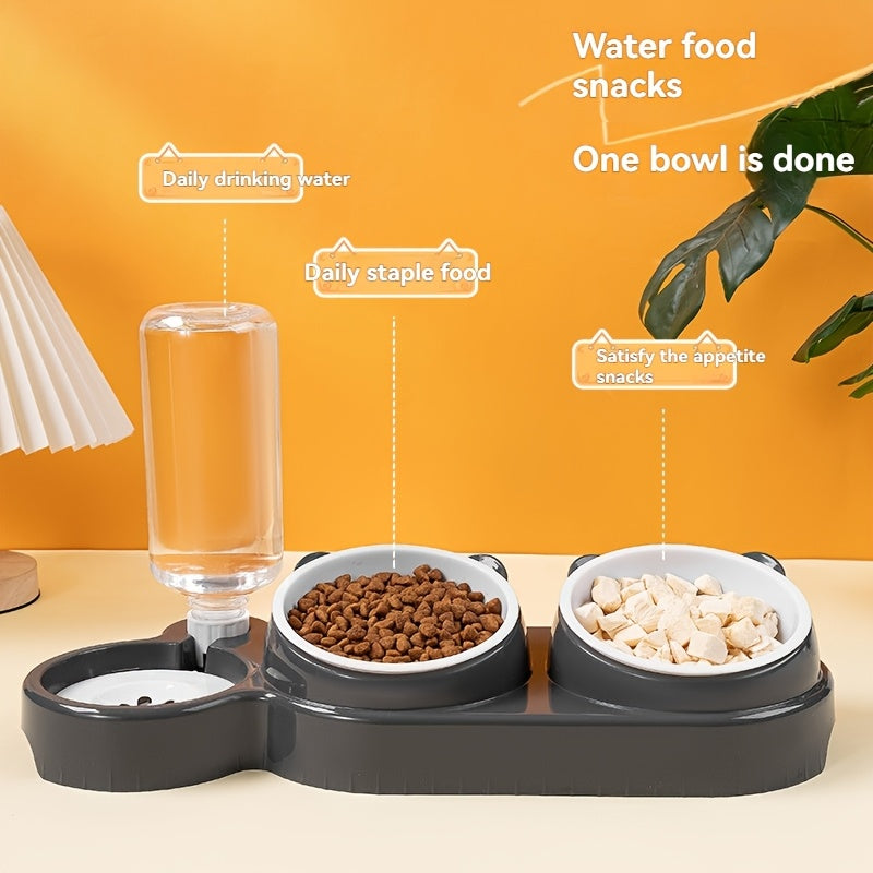 Dual-Bowl Automatic Pet Feeder and Water Dispenser for Cats and Small Dogs
