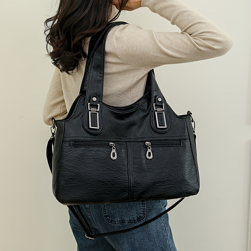 Ayollar uchun katta sig'imli yelka sumkasi, bir nechta zipli bo'limlari, suv o'tkazmaydigan dizayni va turli ranglarda mavjud. Sayohat va har kuni foydalanish uchun mukammal. Xavfsiz va ko'p funksiyali.