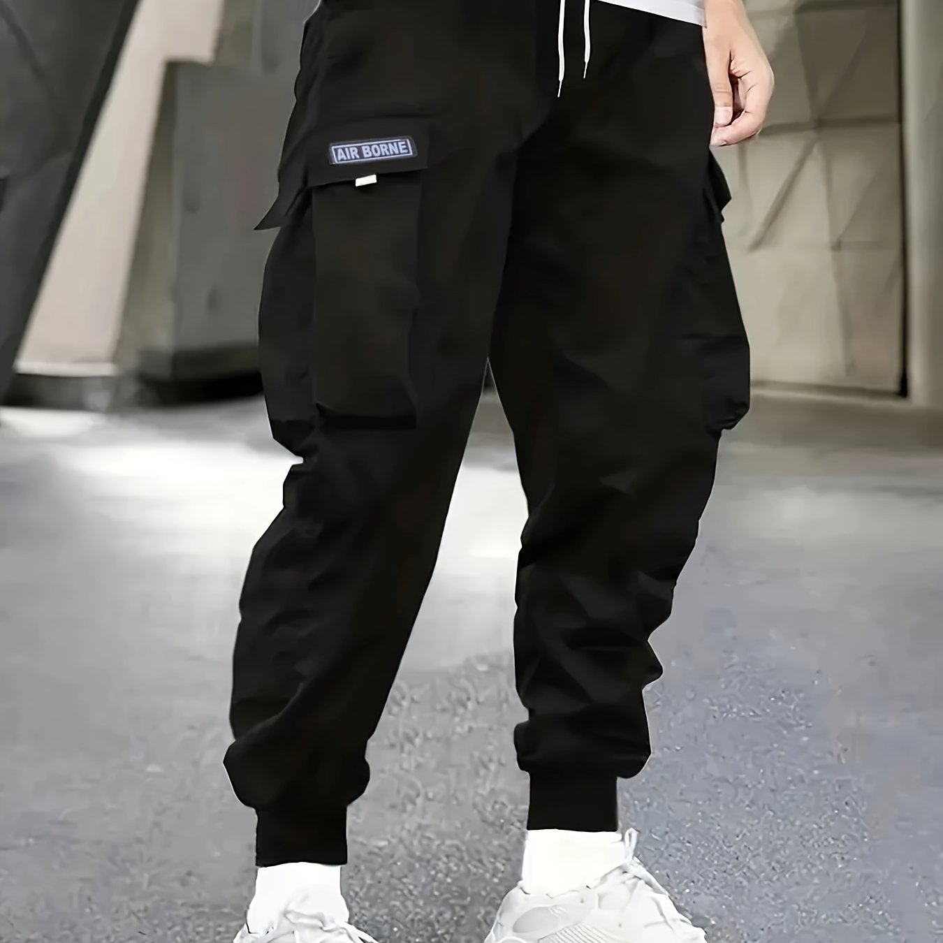 Men's Casual Cargo Pants with Multiple Pockets and Drawstring Tied Feet for Spring 2023