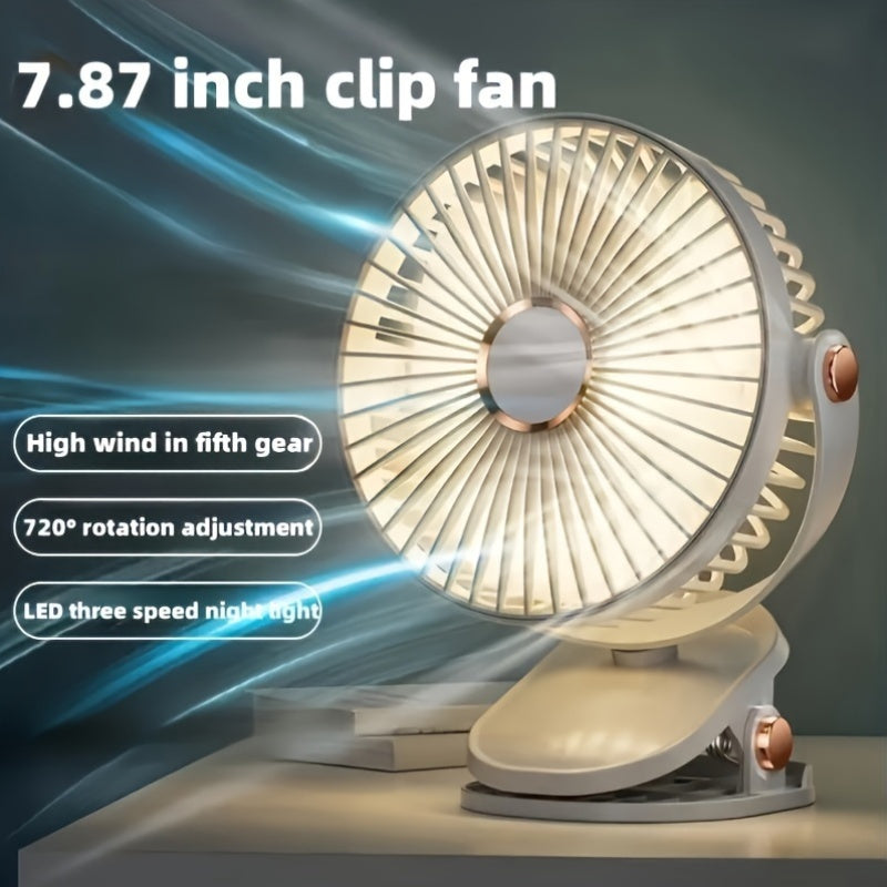 Vertical Clip-On Electric Fan with Adjustable Angles and Quiet Operation