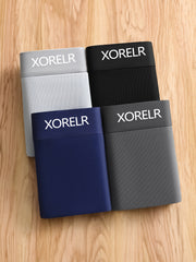 Men's 4-Pack Moisture-Wicking Breathable Boxer Briefs with Belt for Sports and Daily Wear