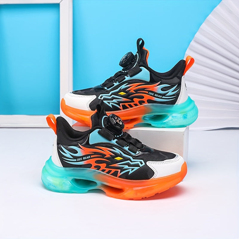 Boys Winter Athletic Sneakers Fleece Lined EVA Sole Flame Design