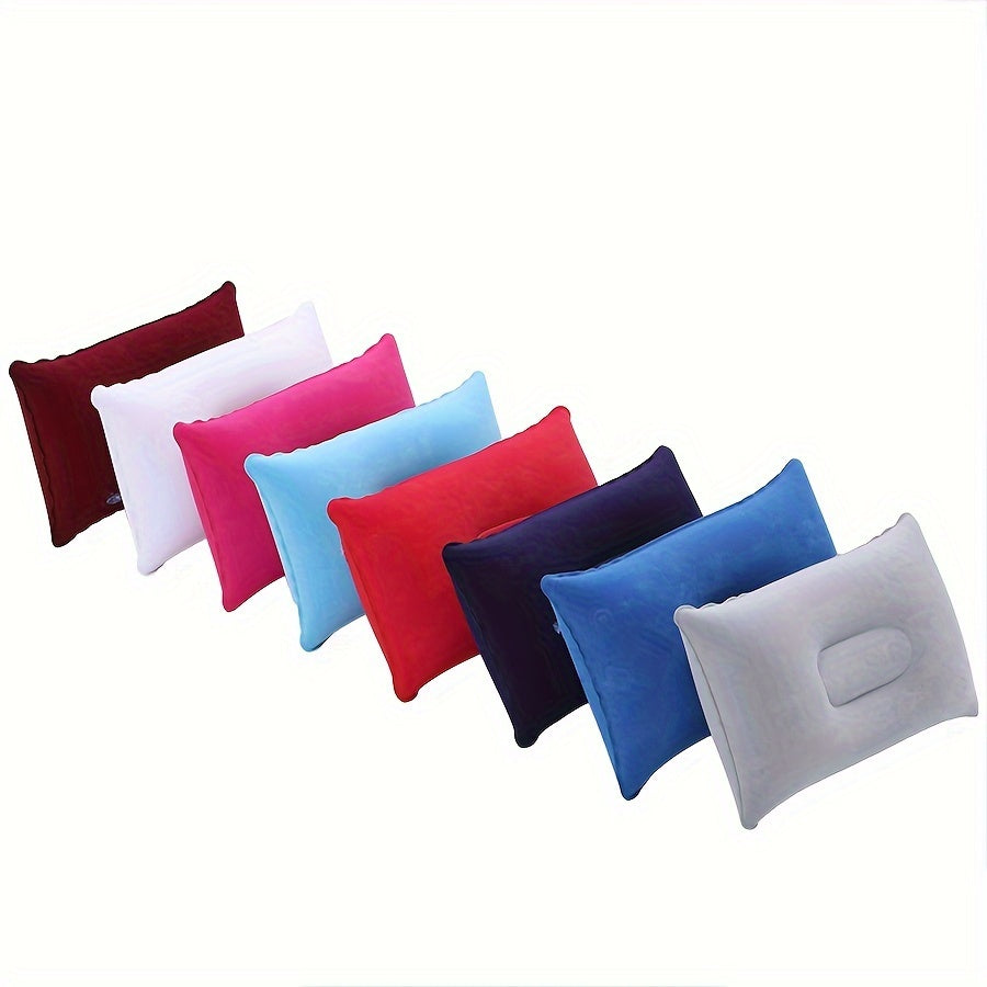 Inflatable PVC Pillow with Flocking Square Design for Camping Travel and Sleeping
