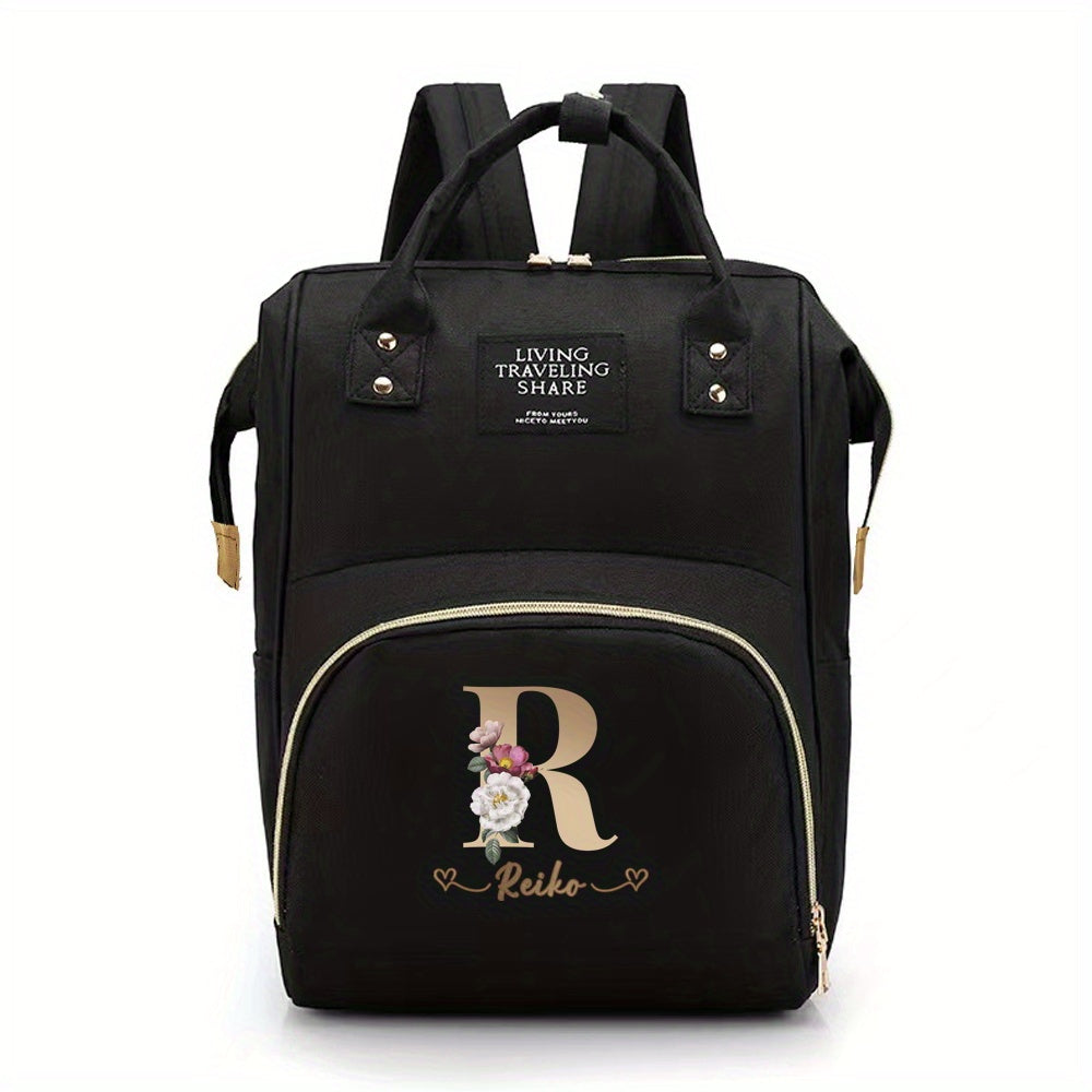 Personalized Mommy Diaper Bag with Custom Initials, Oxford Cloth, Generous Storage