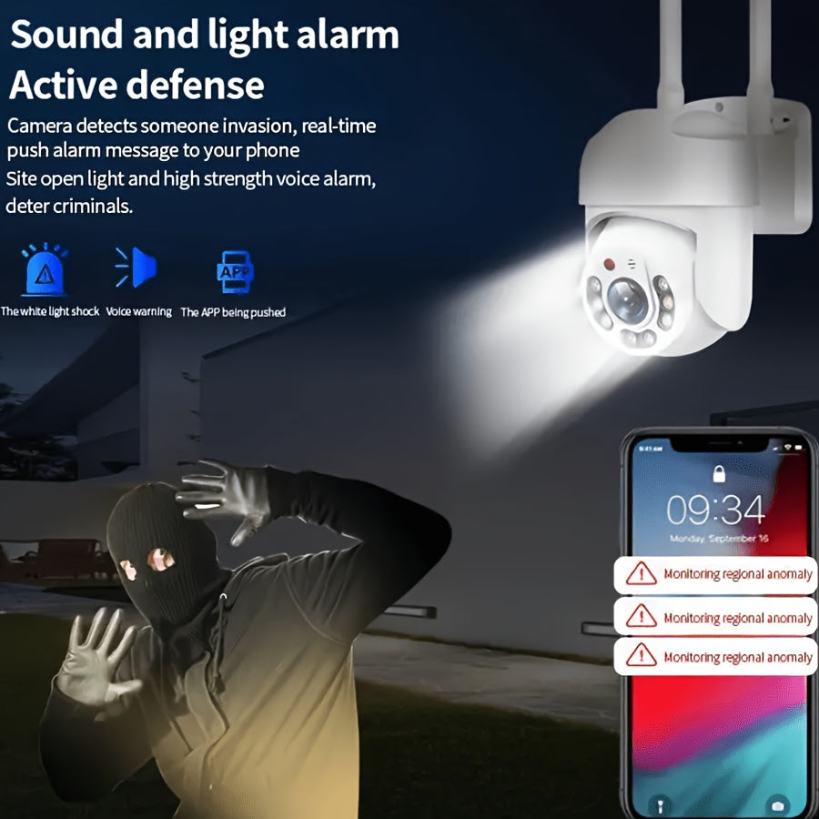 WiFi Security Camera with PTZ Auto-Tracking 360° Panoramic Night Vision AI Human Detection Two-Way Audio Waterproof