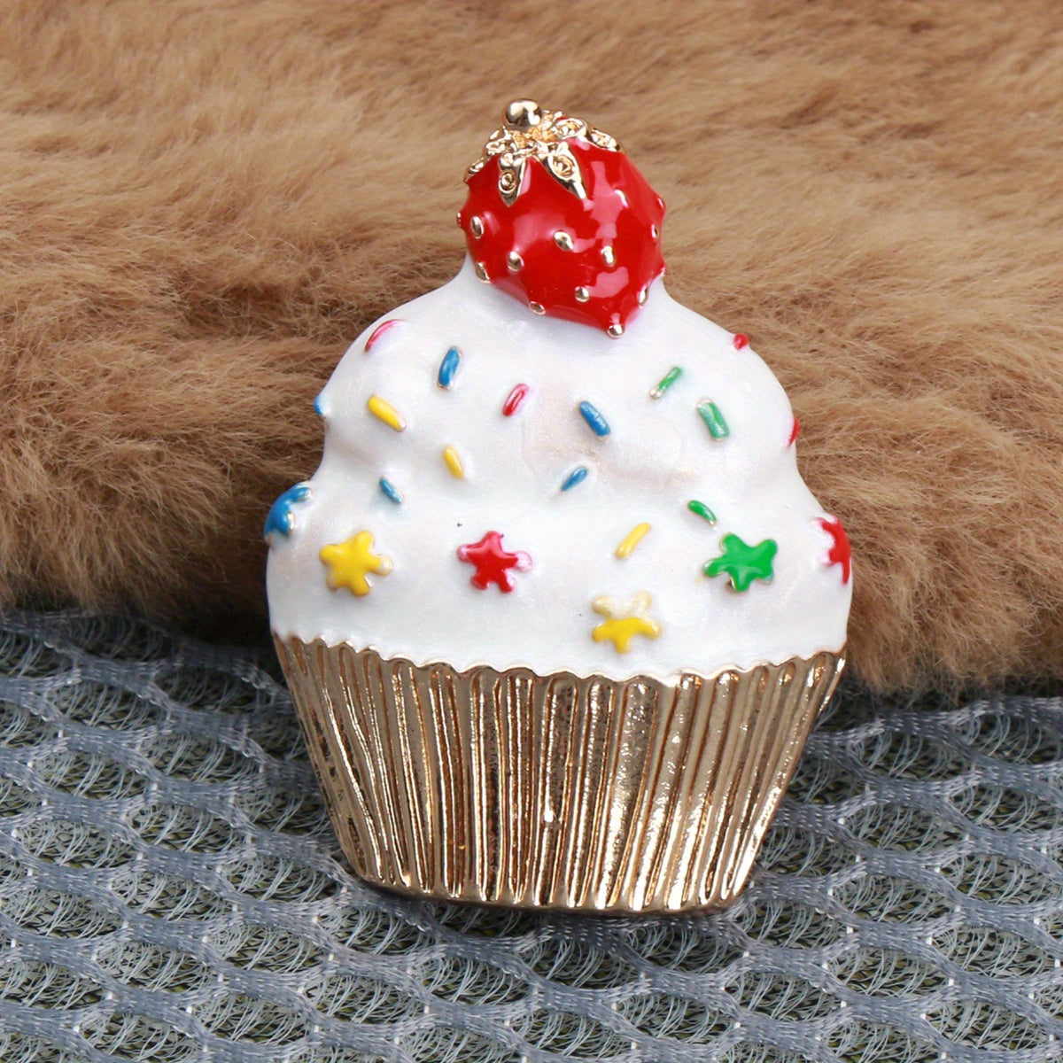 Enamel Cartoon Cupcake Brooch Pin Irregular Shape for Women Fashion Accessory