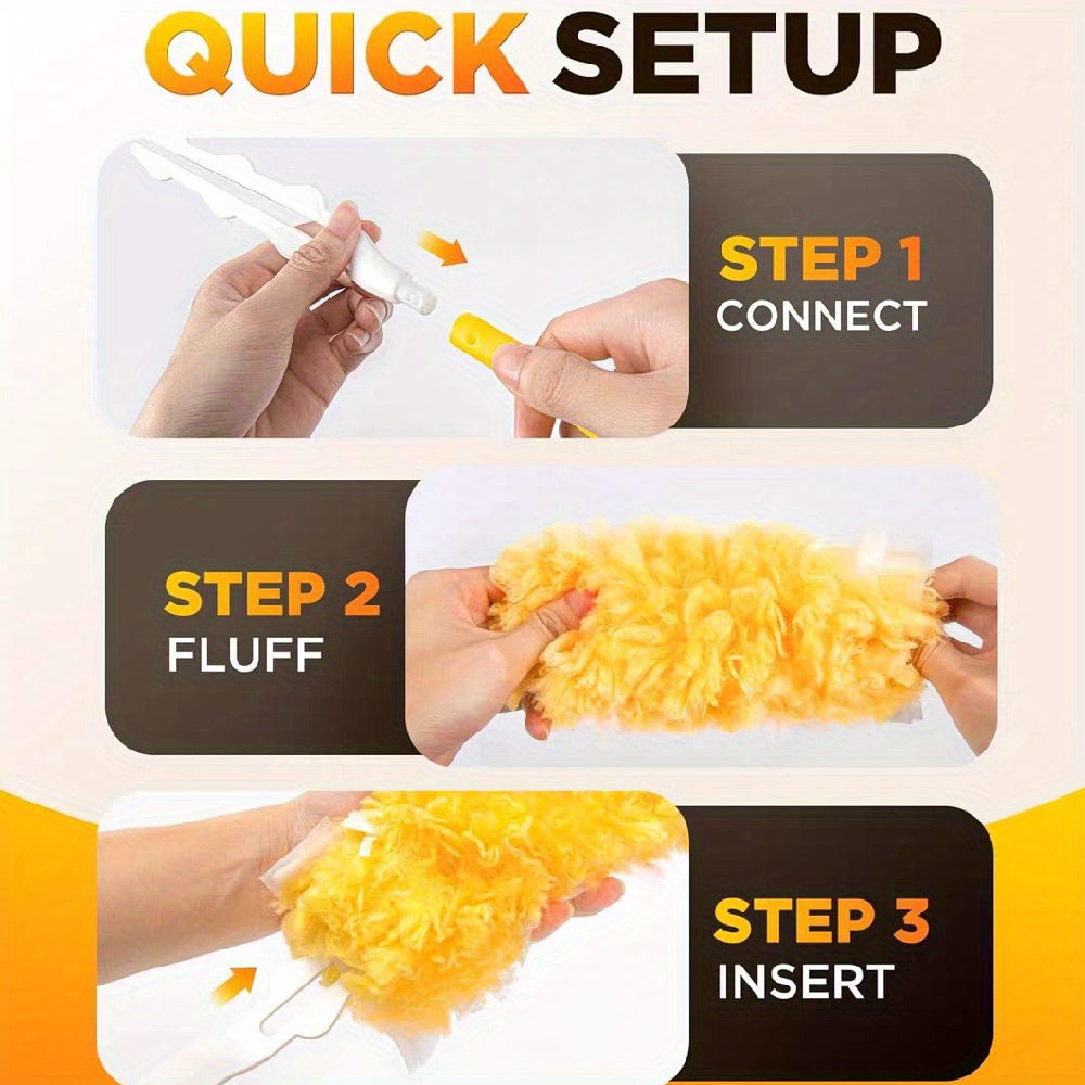 Ko'p maqsadli chang tozalash cho'tkasi - Uy va avtomobil tozalash uchun mos, yumshoq mikrofiber boshli | Batareyalar kerak emas, kranlar, ish stollari, pol va boshqalar uchun ajoyib