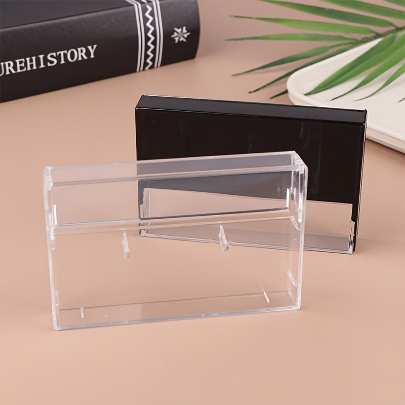 Set of 2 Plastic Cassette Tape Storage Cases Black Transparent Durable