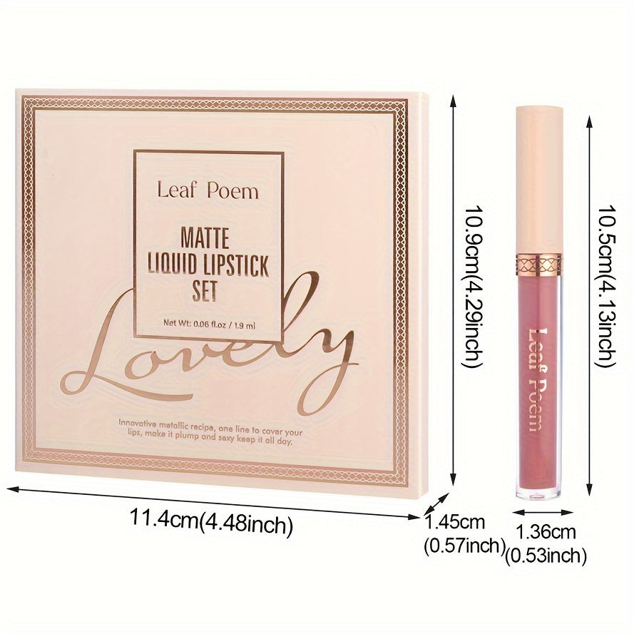 Set de labiales líquidos mate para mujer - a prueba de agua y de larga duración en marrón, rosa, púrpura y rojo