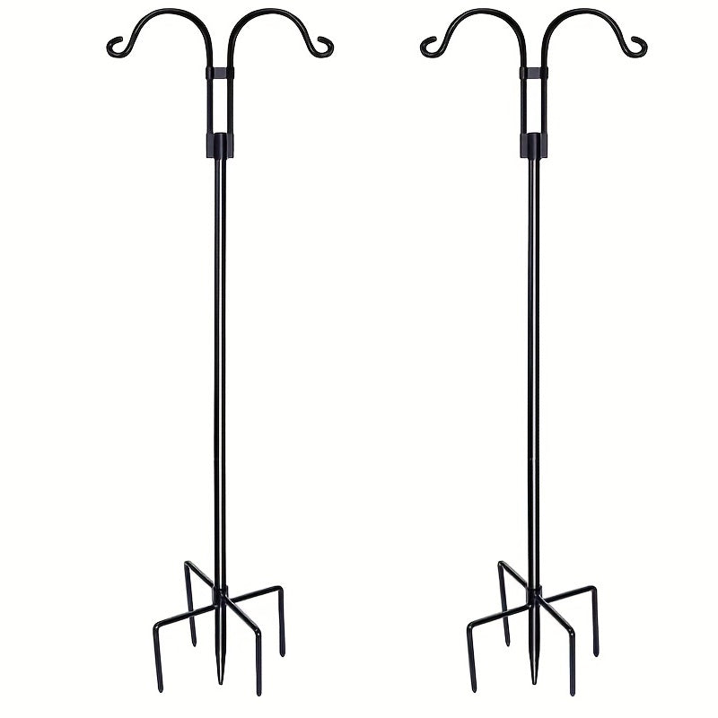 Outdoor Double Hook for Bird Feeders Plants Lanterns Metal Garden Pole with 5-Claw Base