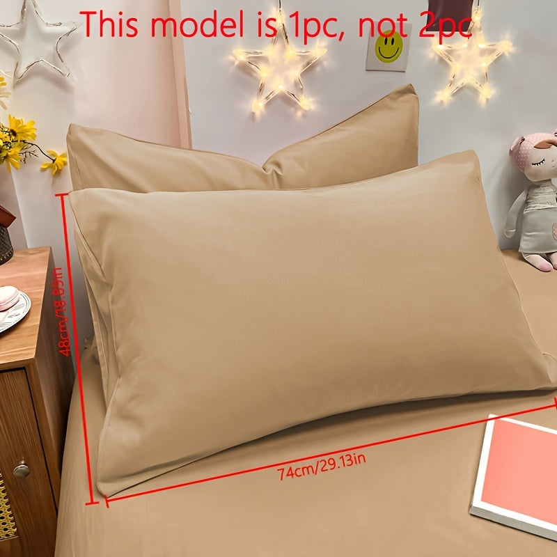 Soft Brushed Solid Color Pillowcase with Envelope Closure, Machine Washable Bedding