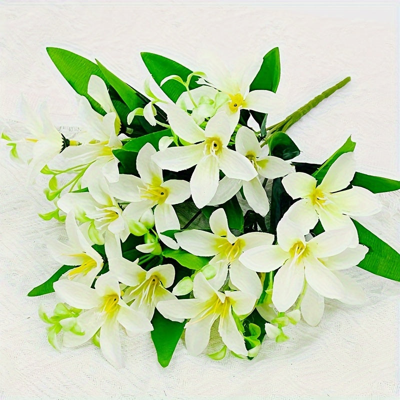 Ramo de lirios artificiales con 18 cabezas, azul y blanco, decoración para bodas, hogar y accesorios para fotografía