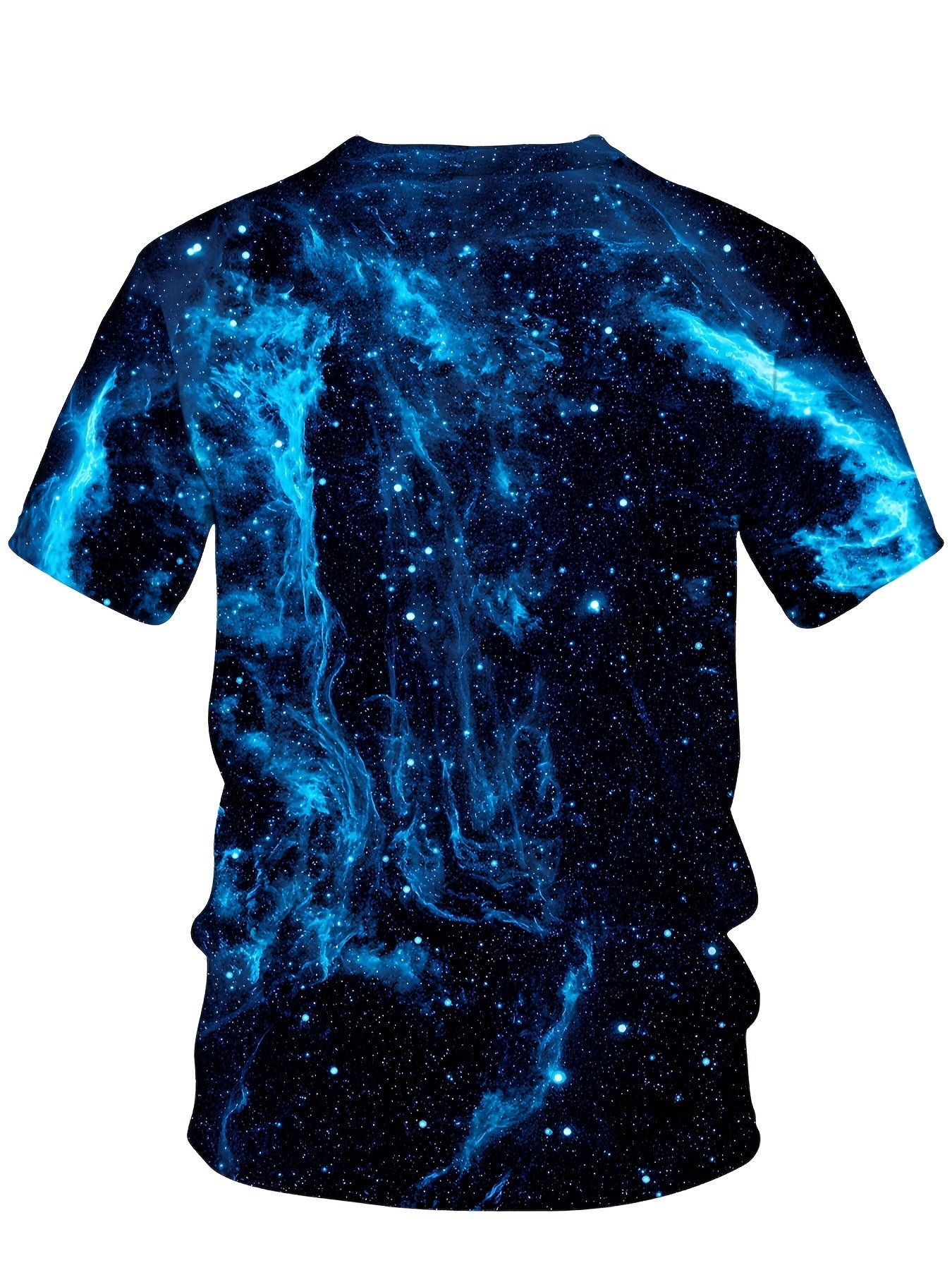 Camiseta de manga corta con estampado 3D de galaxia para hombre, tela de punto geométrica, tallas grandes