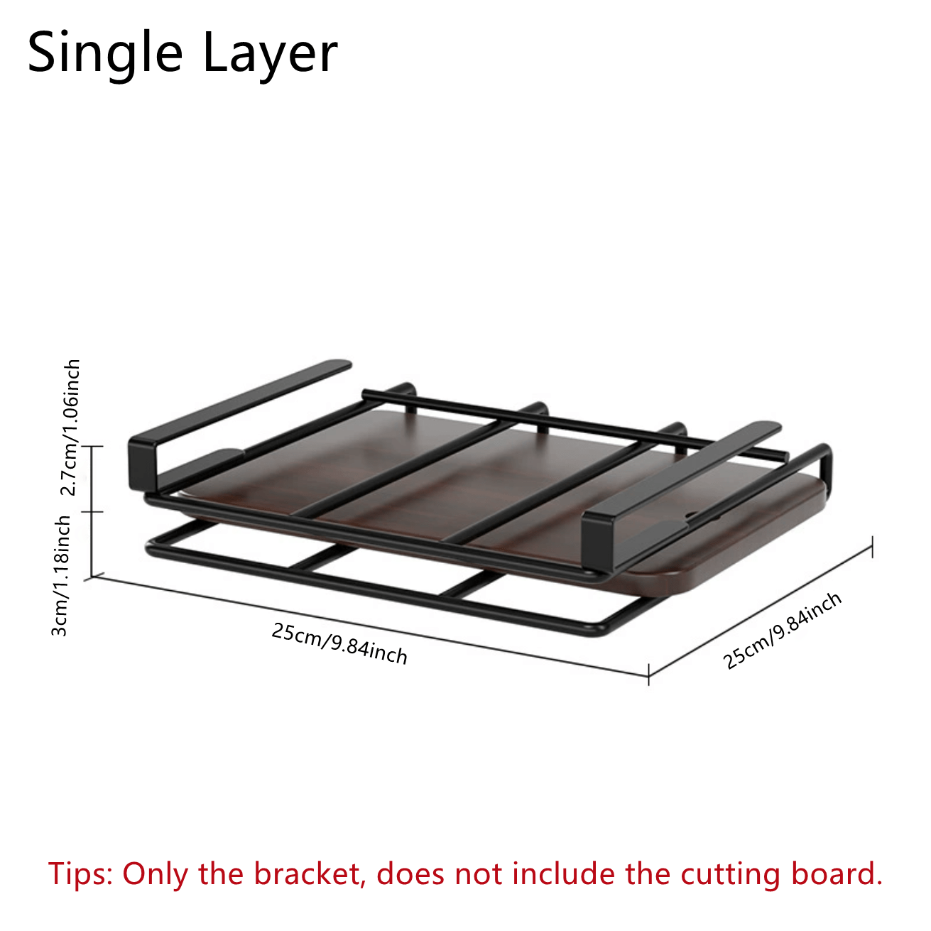 Devorga o'rnatiladigan oshxona va hammom uchun rack, kesish taxtalari va sochiqlar uchun, qora metall