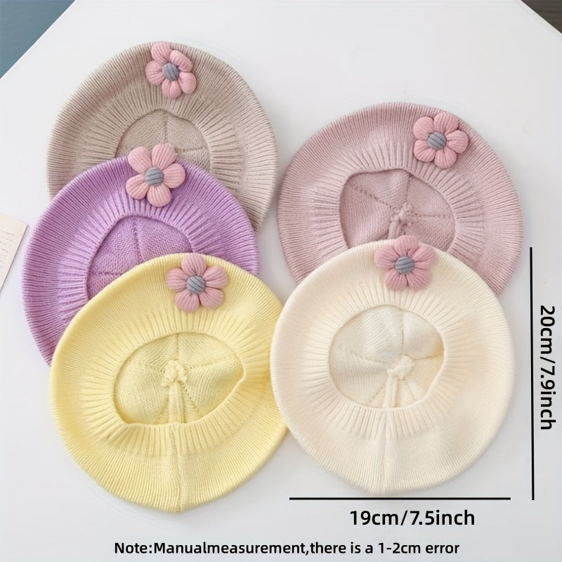 Gorro de beré infantil para bebé niña de algodón con estampado floral, de temporada, elástico y lavable