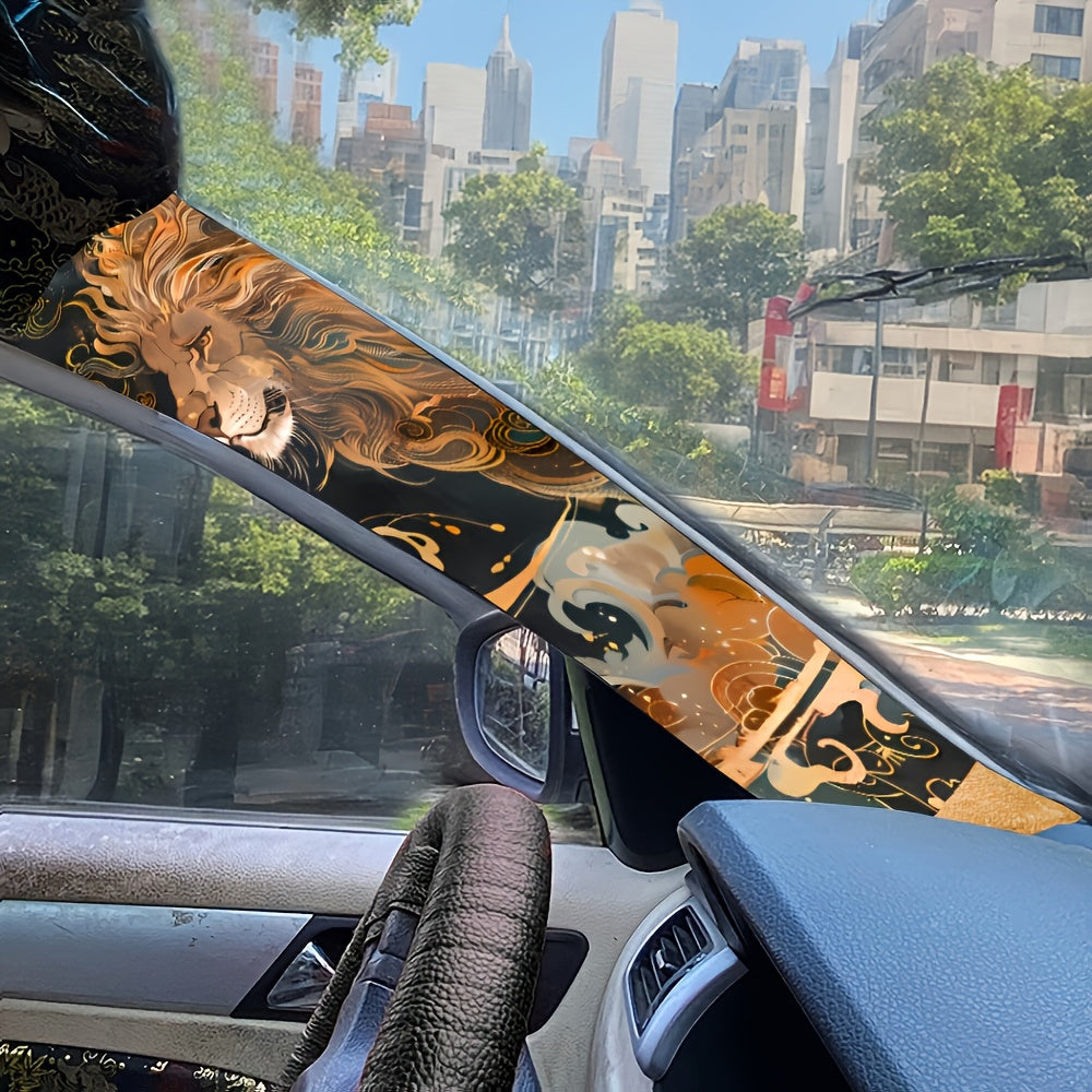 JDM ilhomlangan o'z-o'zidan yopishadigan avtomobil ichki dekorlari, tom va A ustunlari uchun zamonaviy tikuv va oltin folga aksentlari bilan multfilm dizaynlarida.