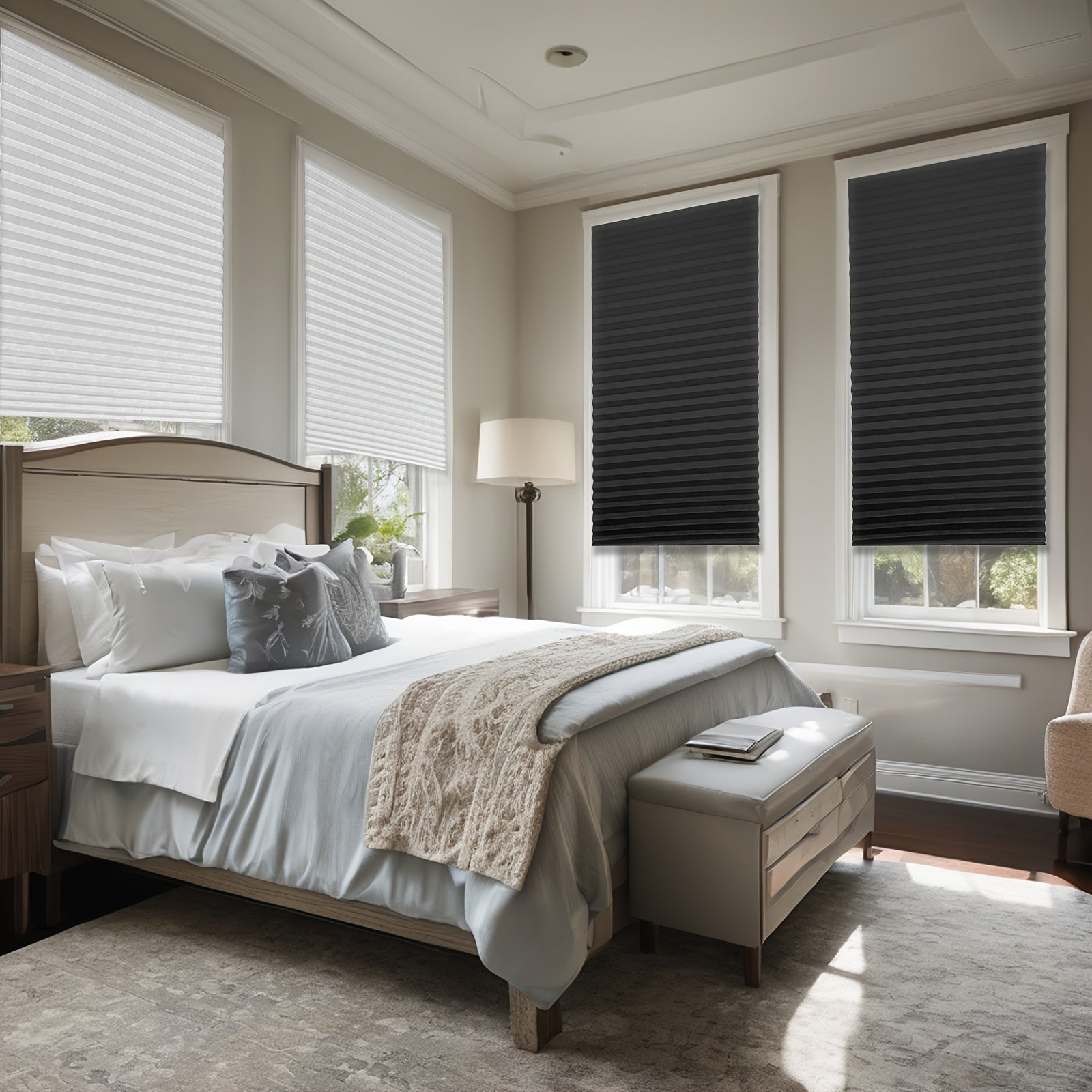 Adjustable Pleated Shade Curtains for Living Room Bedroom Kitchen Bathroom