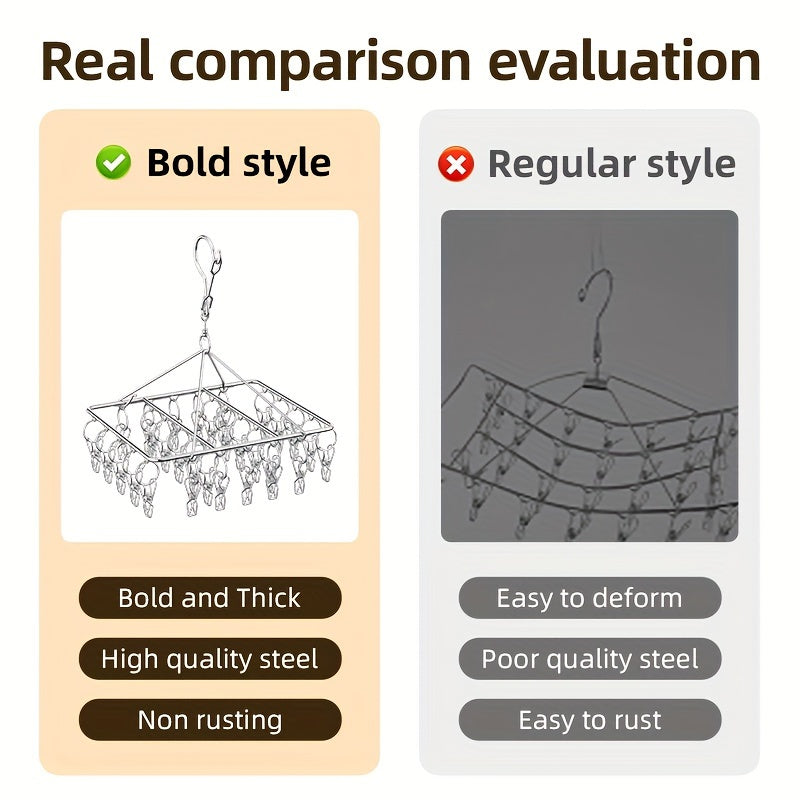 Asosiy Kir yuvish Aksessuari: Po'latdan yasalgan paypoq quritish stendi, shamolga chidamli aylanuvchi osma va paypoqlar, brasslar va ichki kiyimlar uchun 20/30/40 kliplar.
