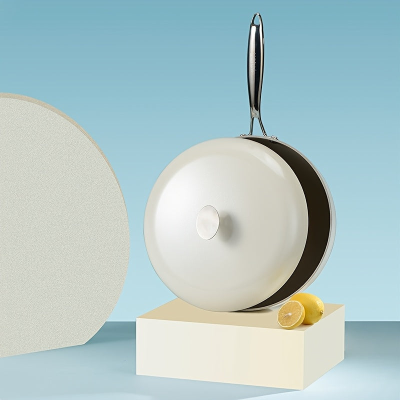 Сковорода из керамики высшего качества с антипригарным покрытием и крышкой - идеально подходит для жарки, приготовления и помешивания - работает с газовыми и индукционными плитами.