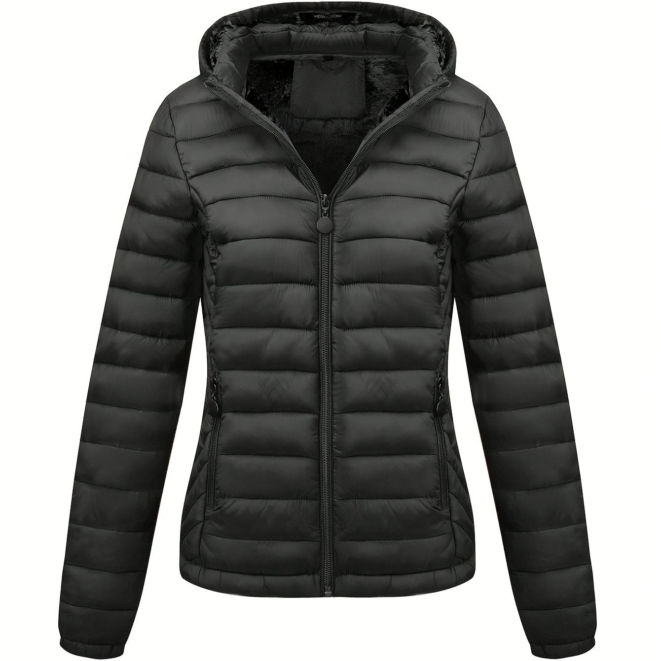 Women's Hooded Coat Lightweight Waterproof Casual Autumn Winter Puffer with Pockets