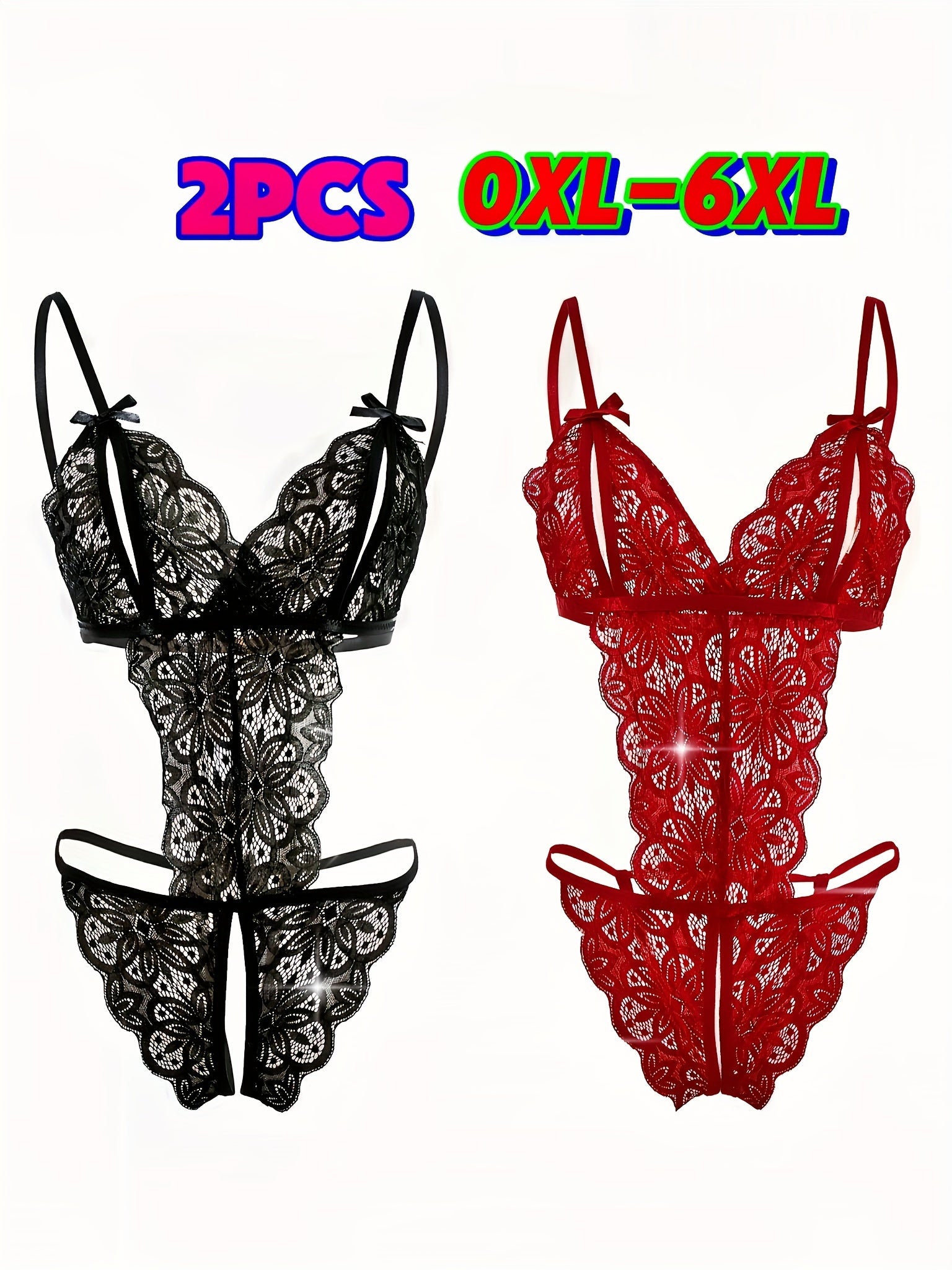 Plus Size Women’s Floral Lace Teddy Bodysuit with Cut-Outs and Sheer Fabric