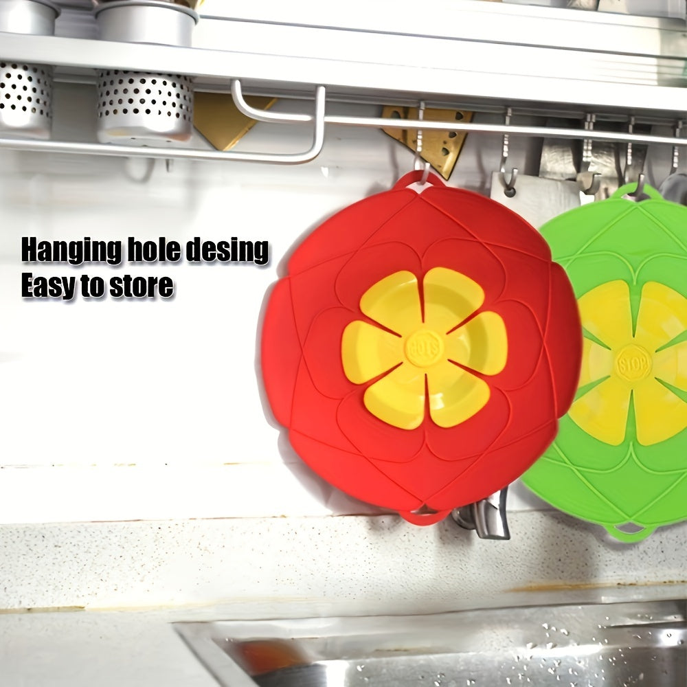 Tapa de silicona para derrames en forma de flor, accesorio de cocina de grado alimenticio para altas temperaturas