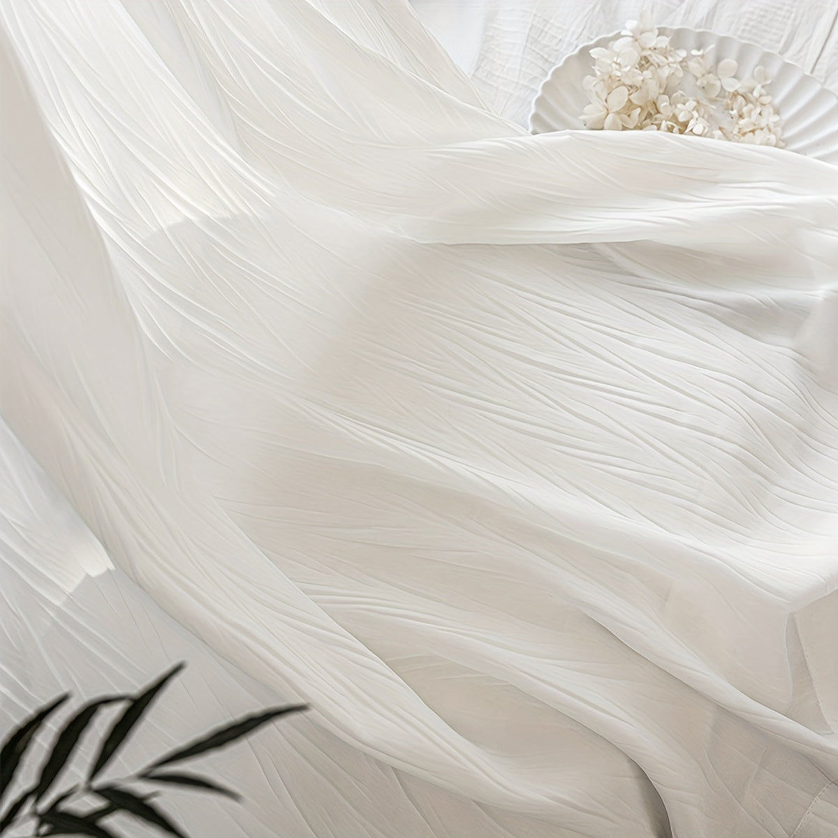 White Sheer Curtain with Rod Pocket for Living Room and Bedroom Decor