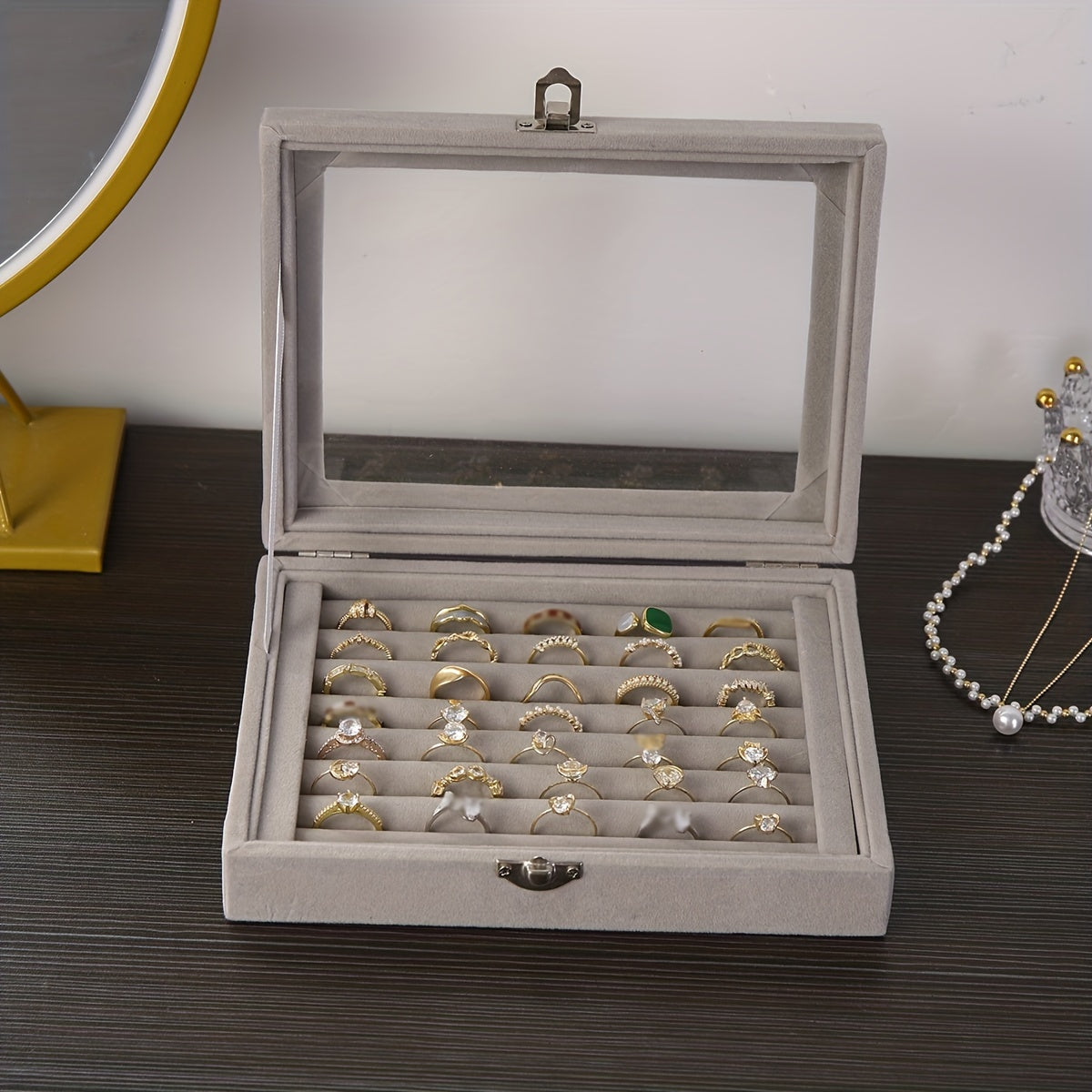 Clear Lid Jewelry Organizer for Girls and Women Storage Box for Rings Earrings Bracelets