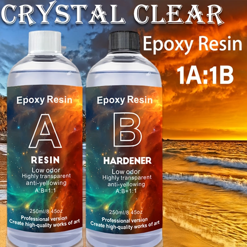 500ml Clear Epoxy Resin Kit for Art Crafts Jewelry Wood Casting Waterproof Non-Yellowing